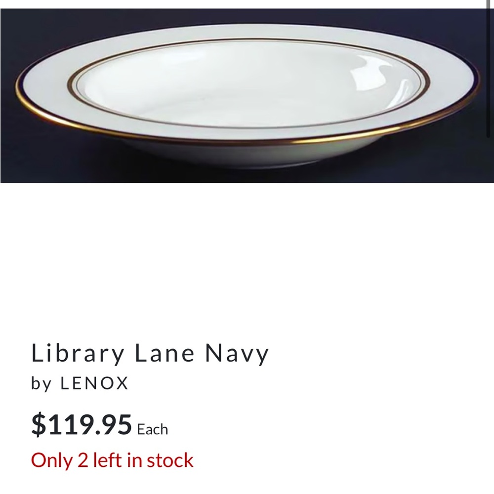 NEW- Kate Spade Lenox Library Lane soup/pasta bowl